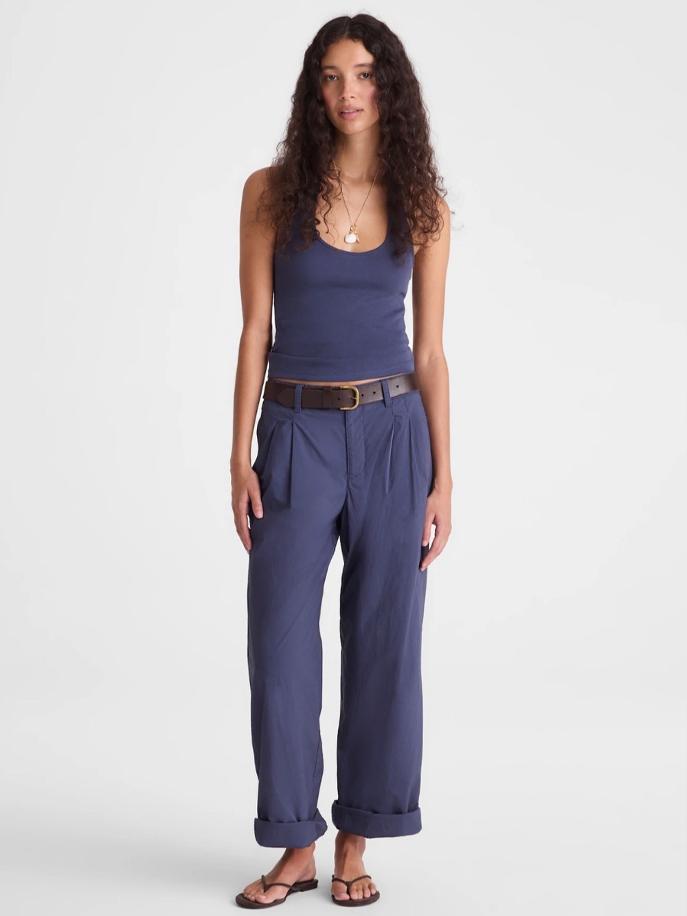SOLD OUT $98 The Everyday Trouser in Poplin Petrol Navy Size 8